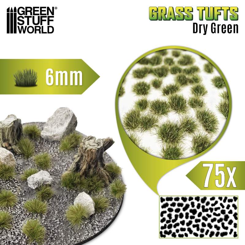 Static Grass Tufts 6mm Dry Green (75 pcs) | Buseni trave 6mm suvo zeleni (75 kom)