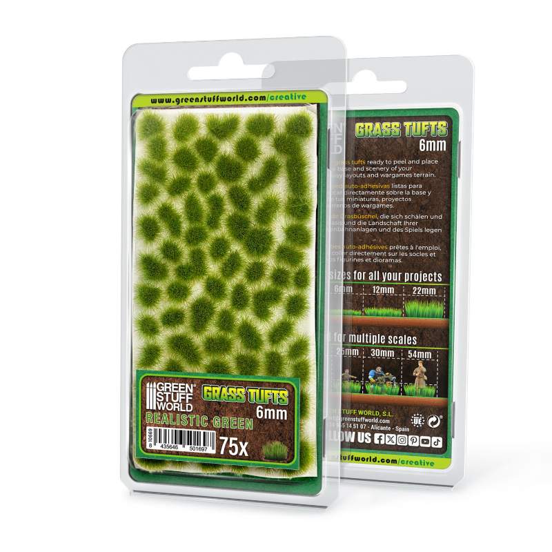 Static Grass Tufts 6mm Realistic Green (75 pcs) | Buseni trave 6mm prirodno zeleni (75 kom)