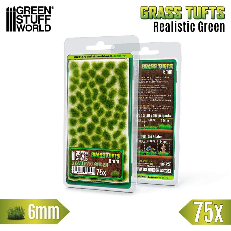 Static Grass Tufts 6mm Realistic Green (75 pcs) | Buseni trave 6mm prirodno zeleni (75 kom)