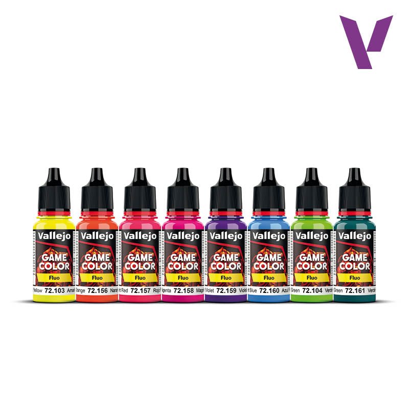 Vallejo Game Color Fluorescent Color Set – Set Fluorescentnih Boja 72.214